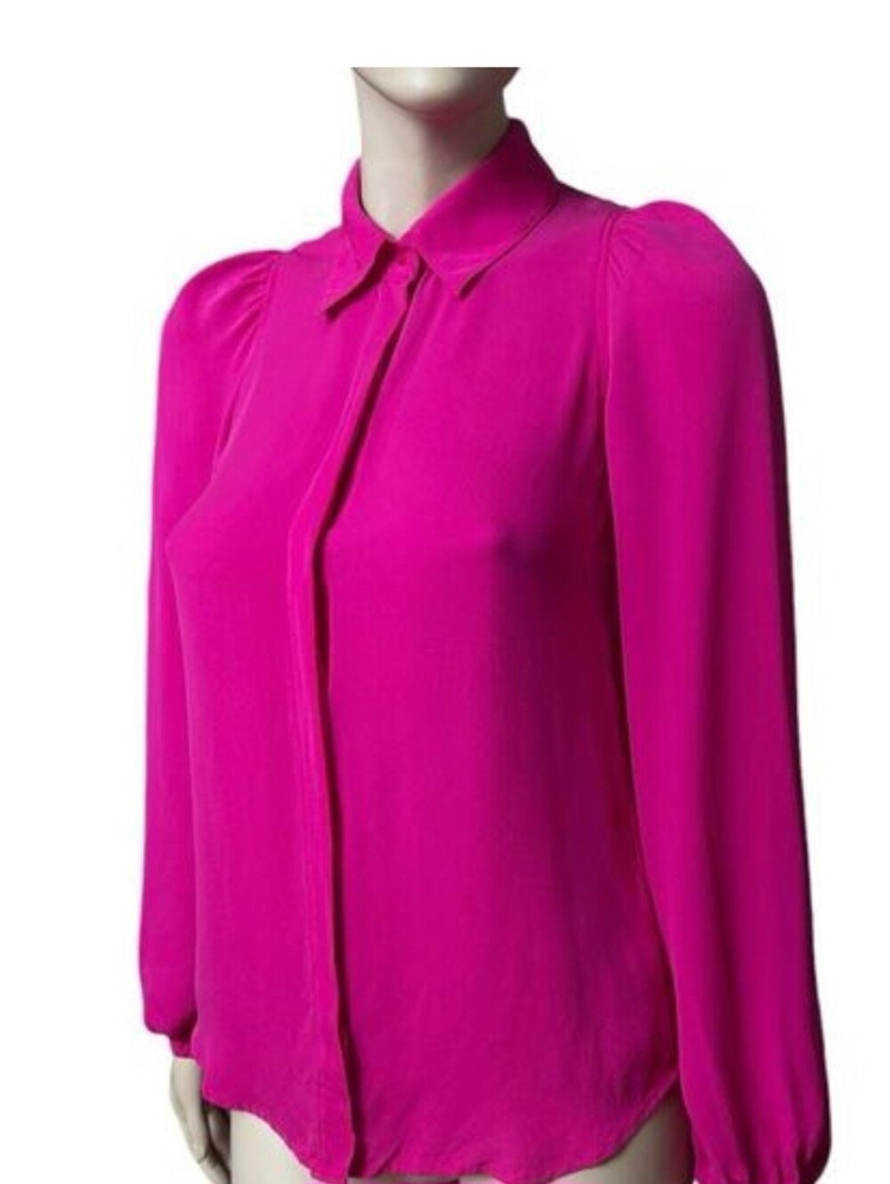 A.L.C. Fuchsia Pink Silk Lori Collared Blouse NWT